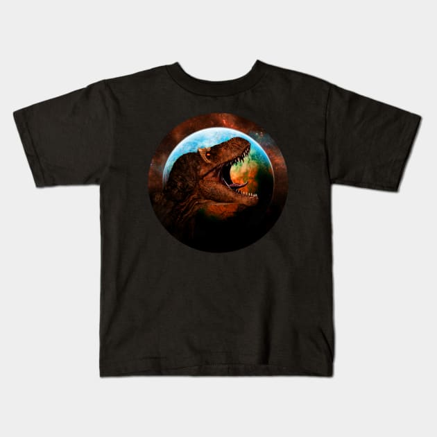 Tyrannosaurus Moon Kids T-Shirt by Viergacht